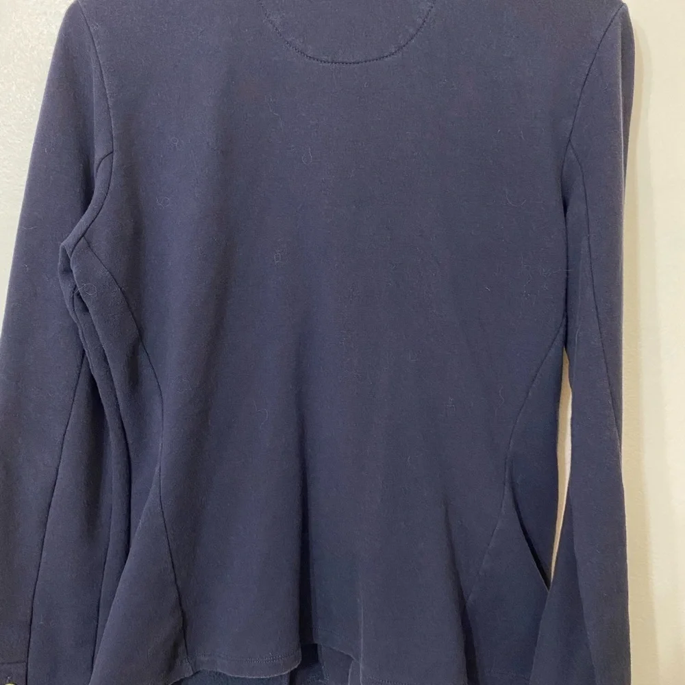 Ralph Lauren Blue Knit Blazer Cardigan Medium Embroidered Crest Gold Button‎ - Picture 2 of 5